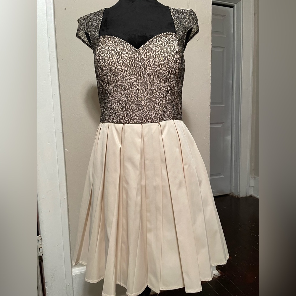 Chi Chi London Pleated Mini Dress Lace Cap Sleeve